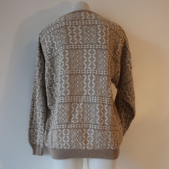 Mens Pronto Uomo Firenze Saks Fifth Avenue Tan White Knit Pullover Sweater XL * - Picture 6 of 9